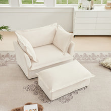 Load image into Gallery viewer, Slipcovered Chenille Armchair with Ottoman