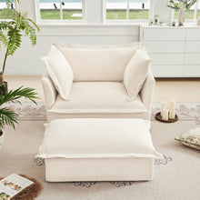 Load image into Gallery viewer, Slipcovered Chenille Armchair with Ottoman
