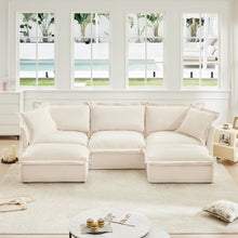 Load image into Gallery viewer, Slipcovered Chenille U Shape Sectional Deep Seat Sofa