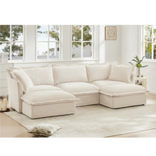 Load image into Gallery viewer, Slipcovered Chenille U Shape Sectional Deep Seat Sofa