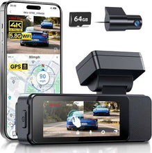 Load image into Gallery viewer, GKU 4K Dash Cam Front and Rear