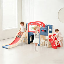 Load image into Gallery viewer, 12 in 1 Indoor/Outdoor Playset for Toddlers 1-3- Swing &amp; Slide Combo, Durable Climber Basketball Hoop Ball Toddler Indoor Playset for Home Playground - Red Blue