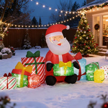 Load image into Gallery viewer, Blow-Up Outdoor Display for Holiday,Inflatable Santa Claus and Gift Boxes,White LED Lights