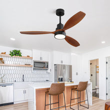 Load image into Gallery viewer, Modern 52 Inch Wooden Ceiling Fan With Led Light
