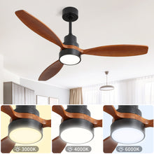 Load image into Gallery viewer, Modern 52 Inch Wooden Ceiling Fan With Led Light