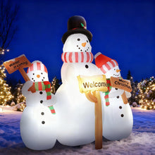 Load image into Gallery viewer, 6.1' Blow-Up Outdoor Christmas Display Inflatable Three Snowmen with Sign Each