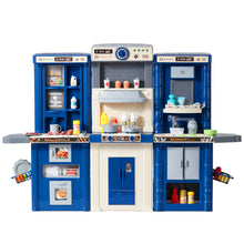 Load image into Gallery viewer, Christmas Gift! Kitchen Playset Kids Pretend Cooking Play Toy 74 Piece Accessories Blue