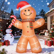 Load image into Gallery viewer, Outdoor Blow-Up Yard Decoration,Christmas Inflatable Gingerbread Man with a Candy Cane with LED Lights Display